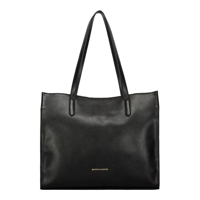 Smith & Canova Black Smooth Structured Tote