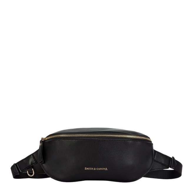 Smith & Canova Black Smooth Leather Zip Around Bum Bag