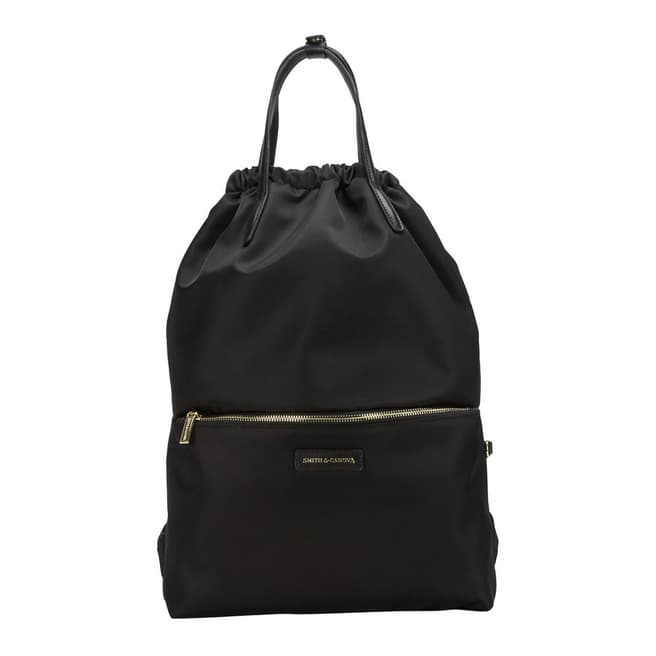 Smith & Canova Black Draw Top Front Pocket Backpack