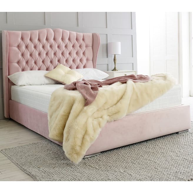 Hotel Living Rosie 135cm Bedstead Pink Plush Velvet