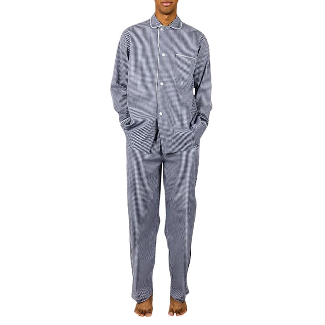 Sleepy Jones Navy Small Gingham Lowell Pajama Set 