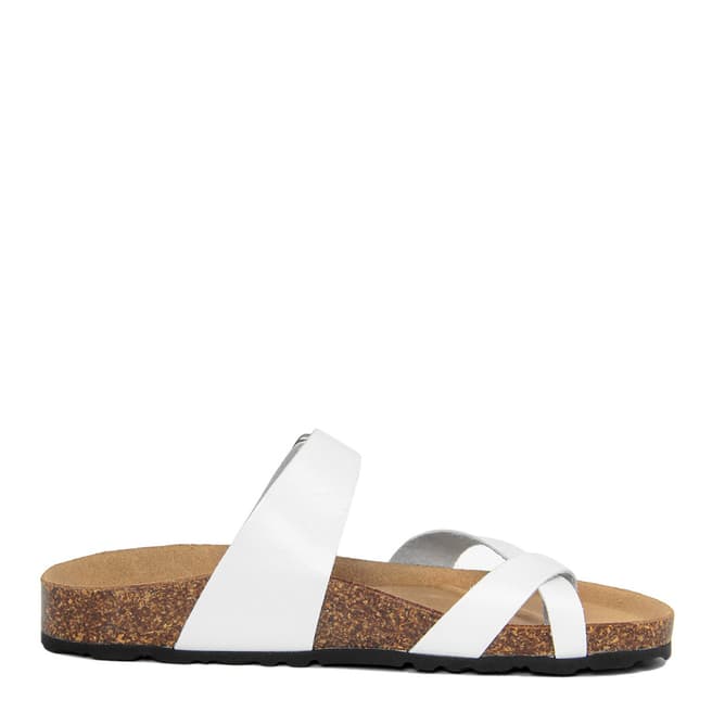 Summery White Toe Thong Double Strap Flat Sandals