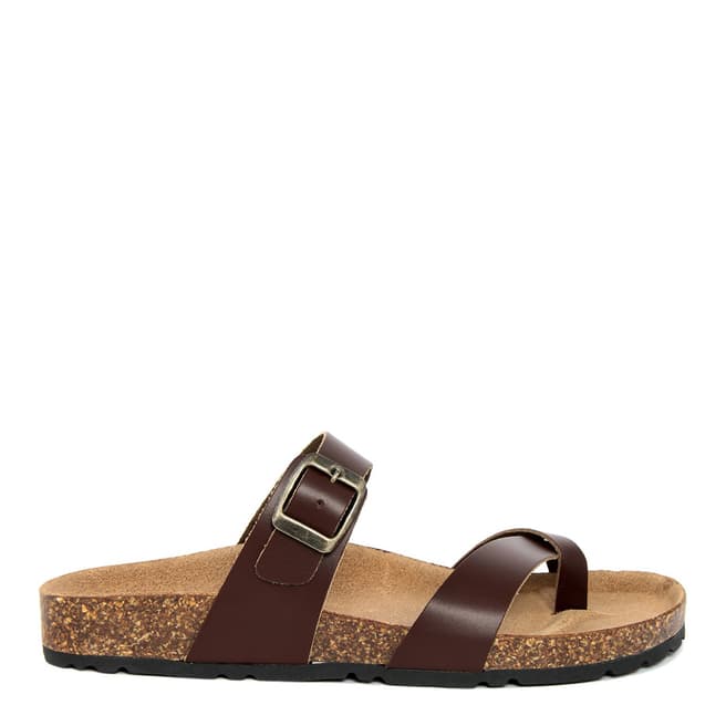 Summery Brown Crossover Strap Footbed Sandal