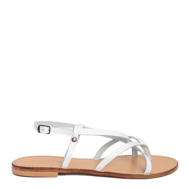 Summery White Leather Strappy Sandals