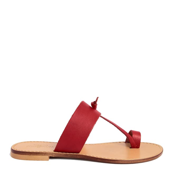 Summery Pink Leather T Strap Toe Loop Sandal