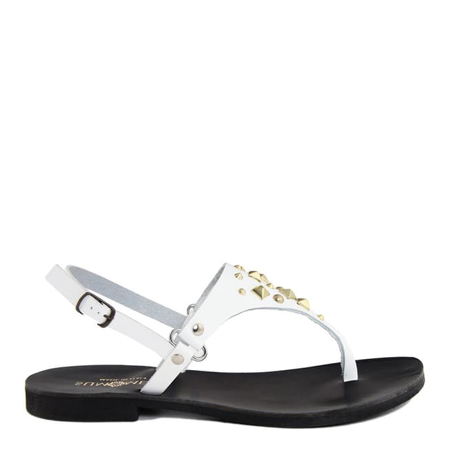 Summery White Leather Toe Post Sandal