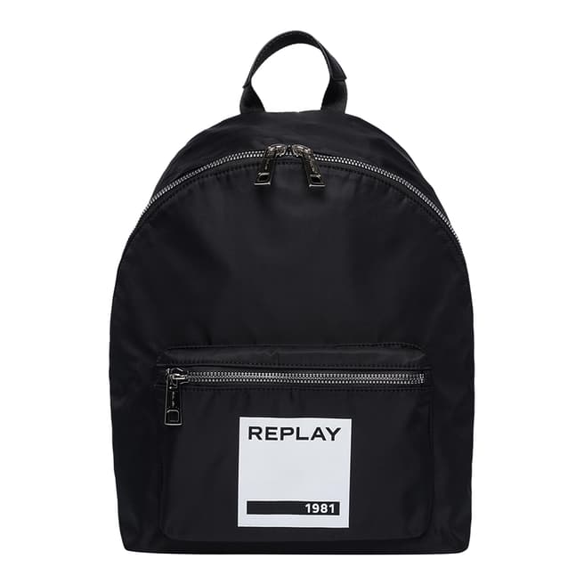 Replay Black Pocket Nylon Backpack