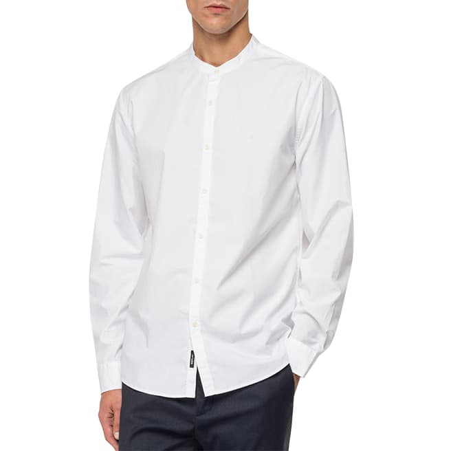 Replay White Mandarin Collar Regular Cotton Shirt