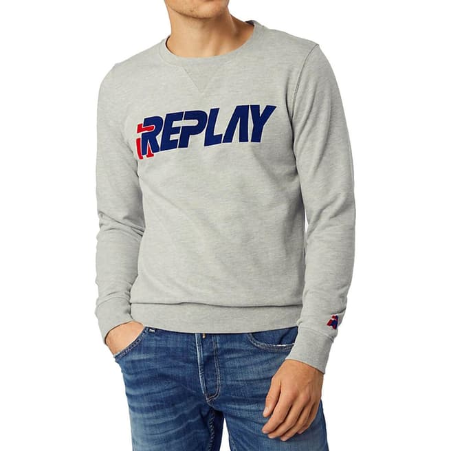 Replay Grey Logo Cotton Sweatshirt