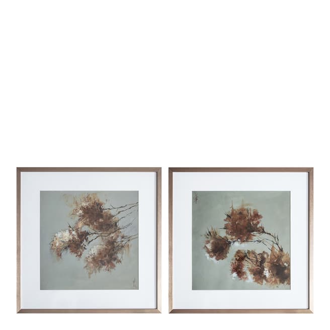 Gallery Living Set of 2 Autumn Floral 59x59cm Framed Art