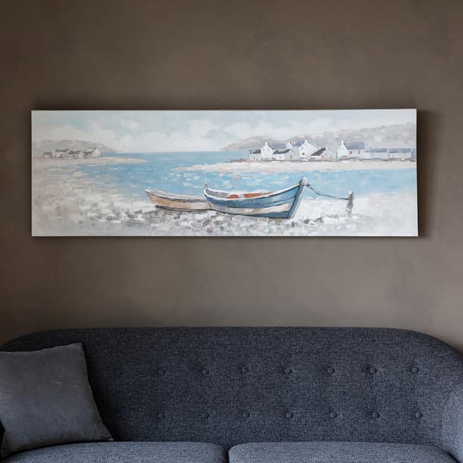 Gallery Living Boats Ashore Art Canvas 150x50cm