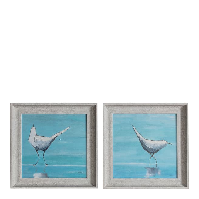 Gallery Living Curious Seagulls Framed Art Set of 2 38x38cm