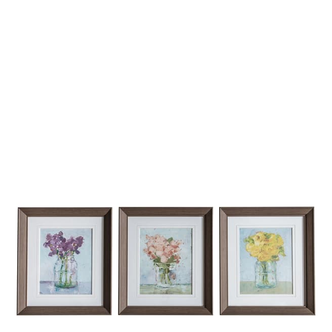 Gallery Living Floral Bouquet Framed Art Set of 3  41x36cm