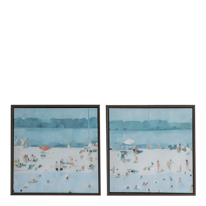 Gallery Living Summer Seaside Framed Canvas Set of 2 32x32cm
