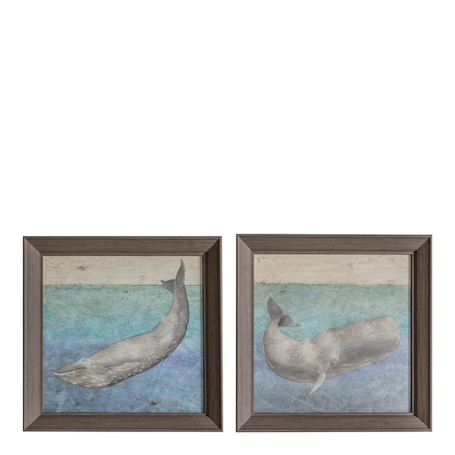 Gallery Living Textured Whale Framed Art Set of 2 36x36cm