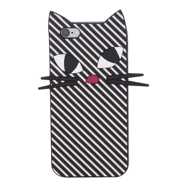 Lulu Guinness Black/White Stripe Kooky Cat Iphone 6 Case