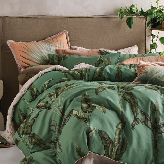 Linen House Livia Pair of Housewife Pillowcases, Green