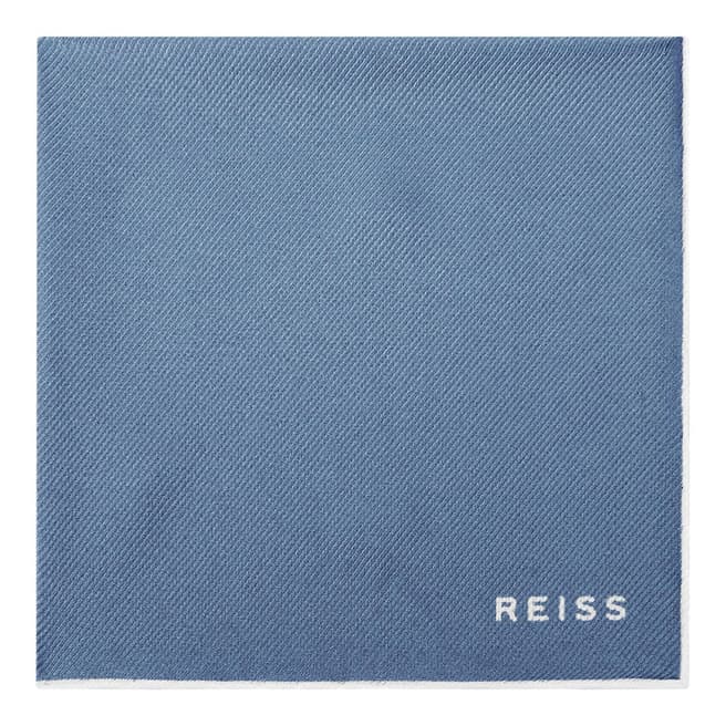Reiss Soft Blue Plain Silk Twill Pocket Square