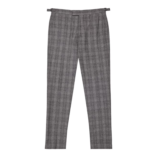 Reiss Grey Check Rodney Slim Fit Trousers