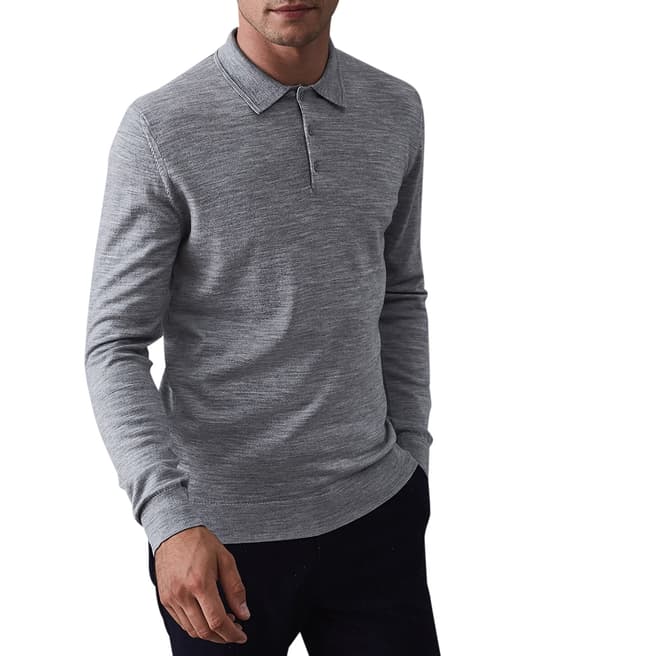 Reiss Grey Trafford Wool Polo Shirt