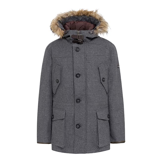 Hackett London Grey Arctic Parka Coat