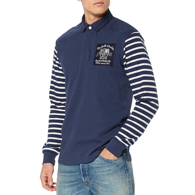 Hackett London Navy Stripe Nautical Rugby Shirt