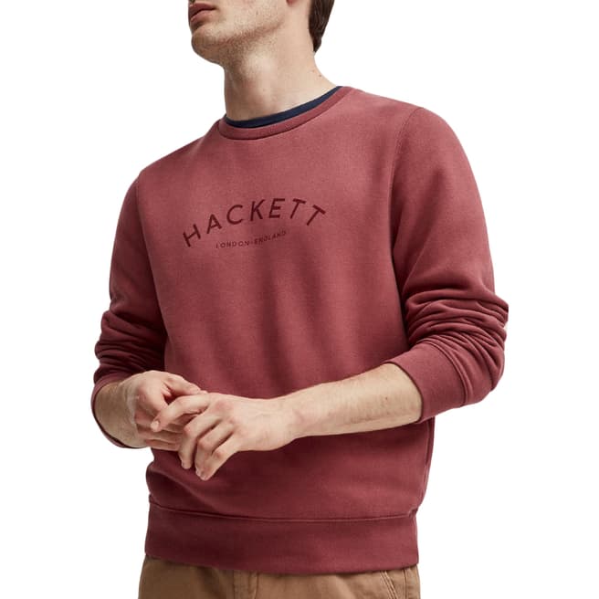 Hackett London Dark Pink Classic Logo Crew Sweatshirt