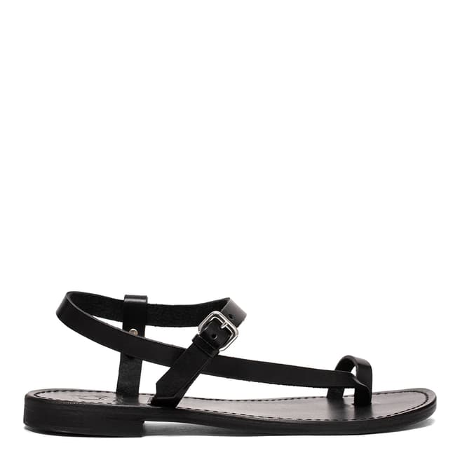Oliver Sweeney Black Luxe Laconella Leather Asymmetric Toe Loop Sandals