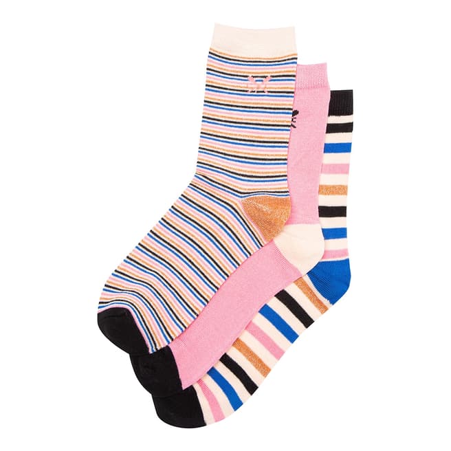 Crew Clothing Pink Lurex Stripe 3 Pack Socks