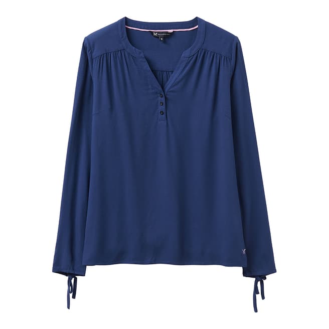 Crew Clothing Navy Tie Cuff Blouse