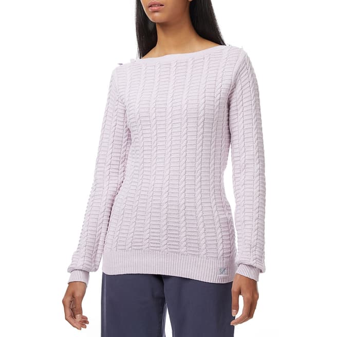 Crew Clothing Lilac Cotton Blend Cable Jumper