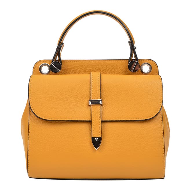 Carla Ferreri Yellow Leather Top Handle Bag 