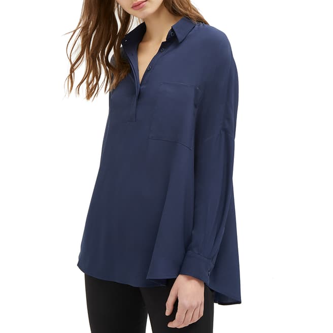 French Connection Navy Crepe Light Pocket Shirt