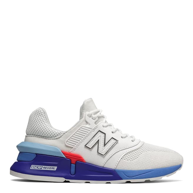 New Balance White & Blue 997 Classic Sneakers