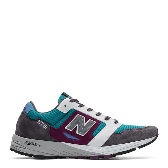 New Balance: Made in UK Grey, Purple & White 575 Mountain Wild Sneakers