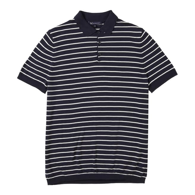 Crew Clothing Navy Knitted Polo