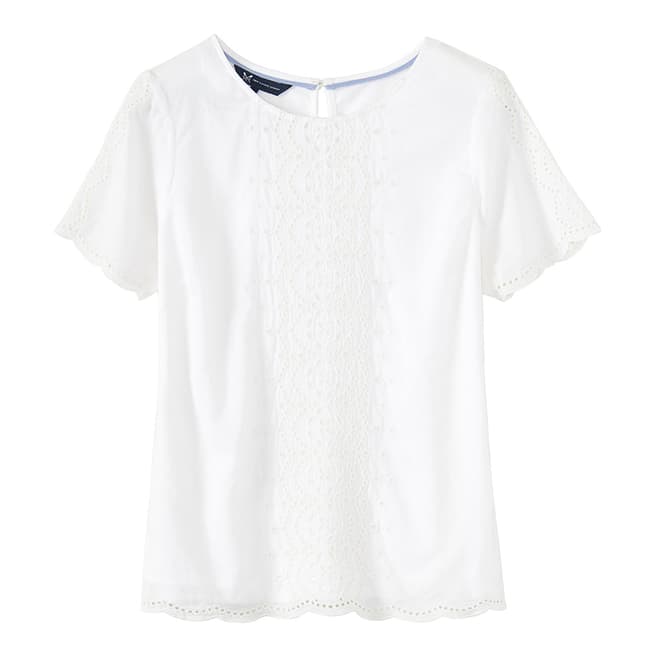 Crew Clothing White Broderie Top