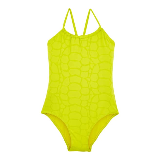 Vilebrequin Girl's Chartreuse Jacquard Turtles Scales Swimsuit