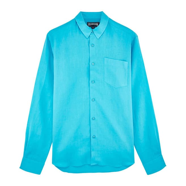 Vilebrequin Sea Blue Caroubis Linen Shirt
