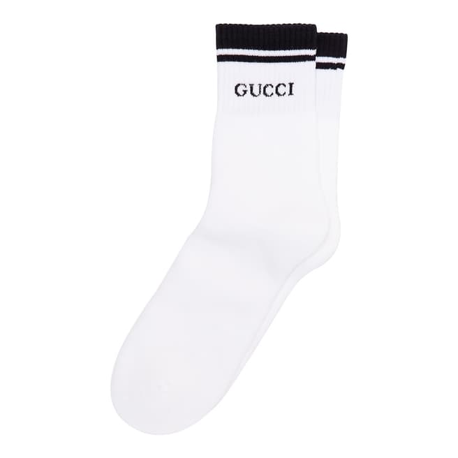 Gucci White & Black Logo Socks