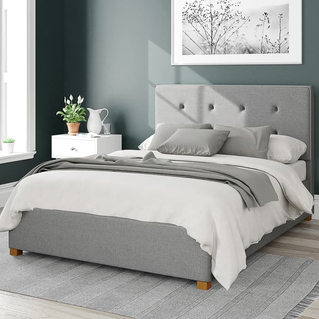 Aspire Furniture Presley Eire Linen Double Ottoman Bed, Grey