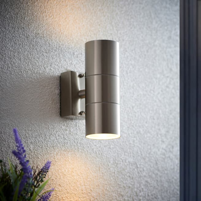 Endon Lighting Tube Outdoor Wall Light, Polished Stainless Steel