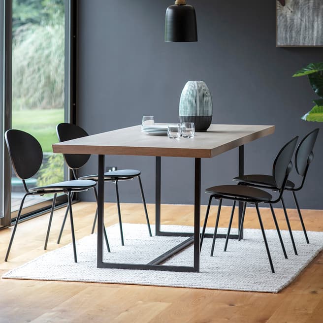 Gallery Living Forden Grey Rectangular Dining Table & 4 Black Sidcup Chairs Set