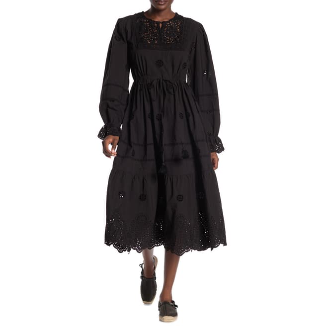 Free People Black Lavander Midi Dress