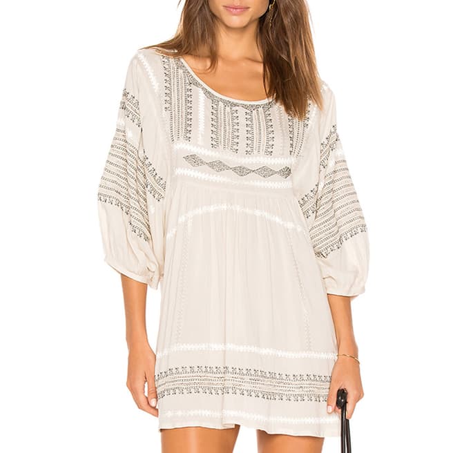 Free People White Wild One Embroidered Top