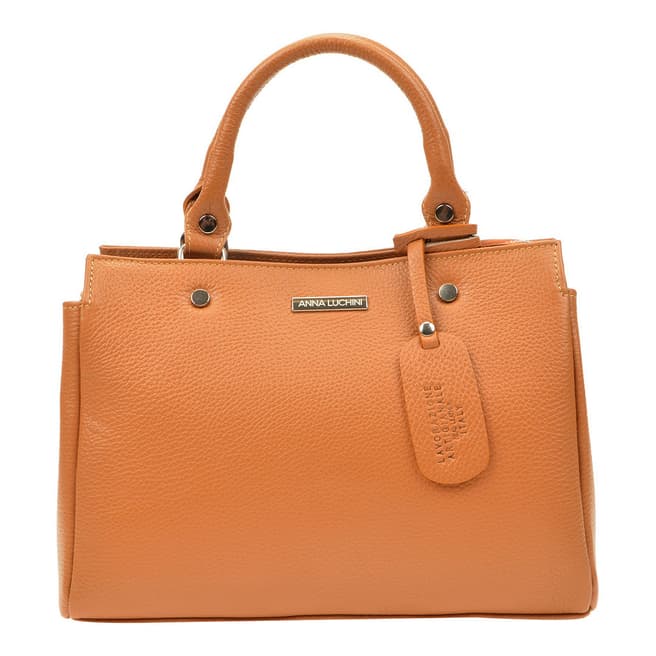Anna Luchini Cognac Leather Top Handle Bag