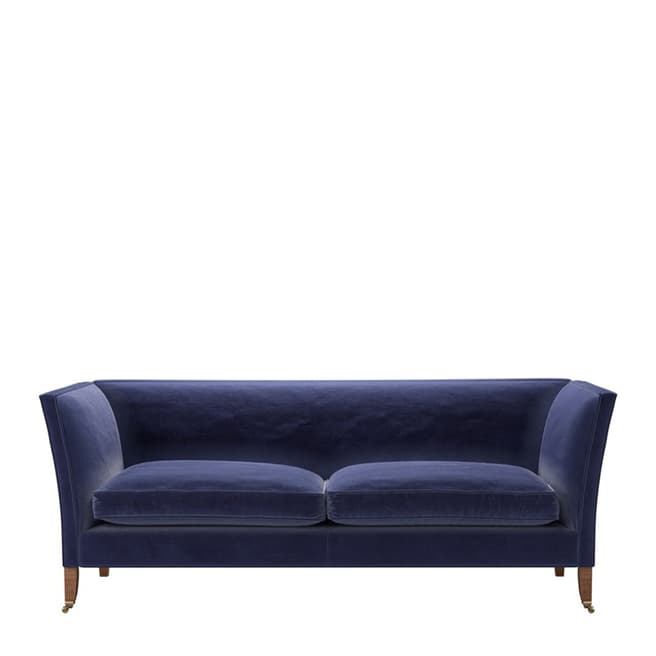 sofa.com Descartes Plain 3 Seat Sofa in Prussian Blue Cotton Matt Velvet