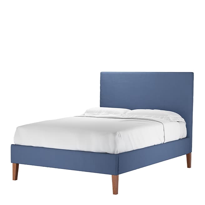 sofa.com Harlow 130cm Double Bed in Oxford Blue Brushed Linen Cotton