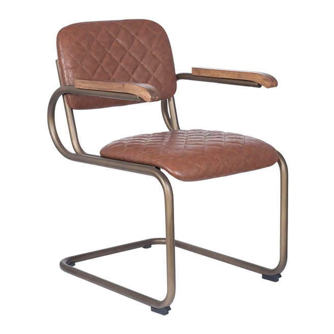 Pacific Life Antique Brown PU Leather & Metal Chair