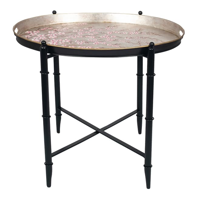 Pacific Life Hand Painted Cherry Blossom Oval Metal Table